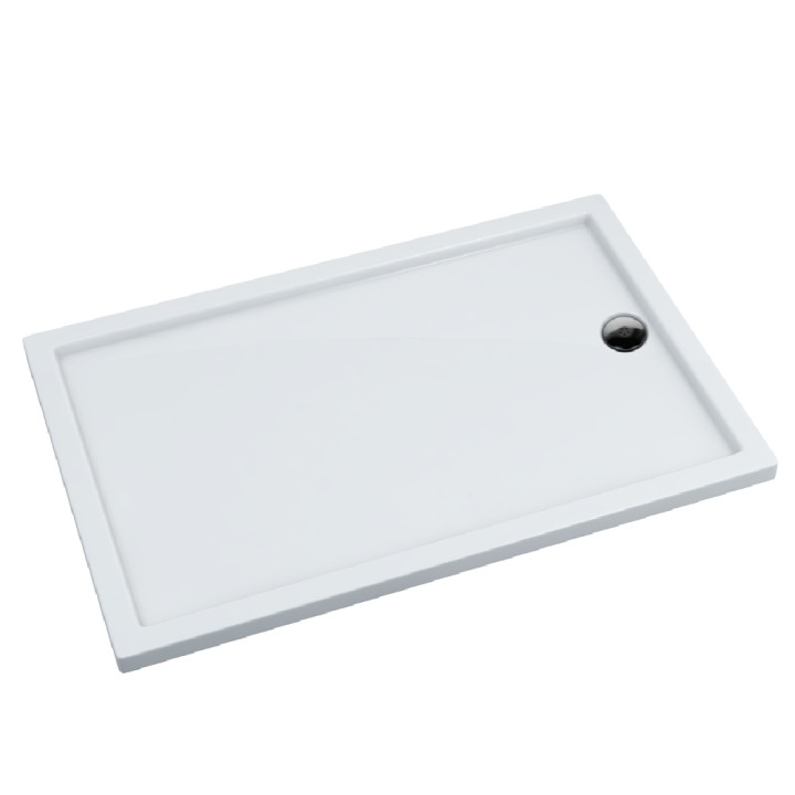 Schedline Brodzik kompozytowy Stabilsound Plus® Estima 80x110x4,5 cm, prostokątny z odpływem na krótszym boku, Gwarancja 15 lat